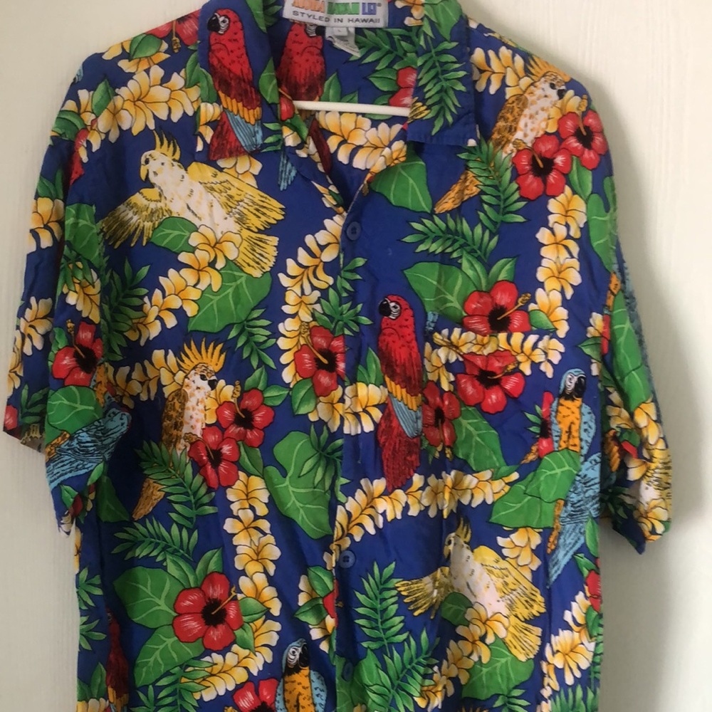 Men’s Colorful spring tropical art to Wear beachy Aloha Hawaiian Y2k VTG Shirt